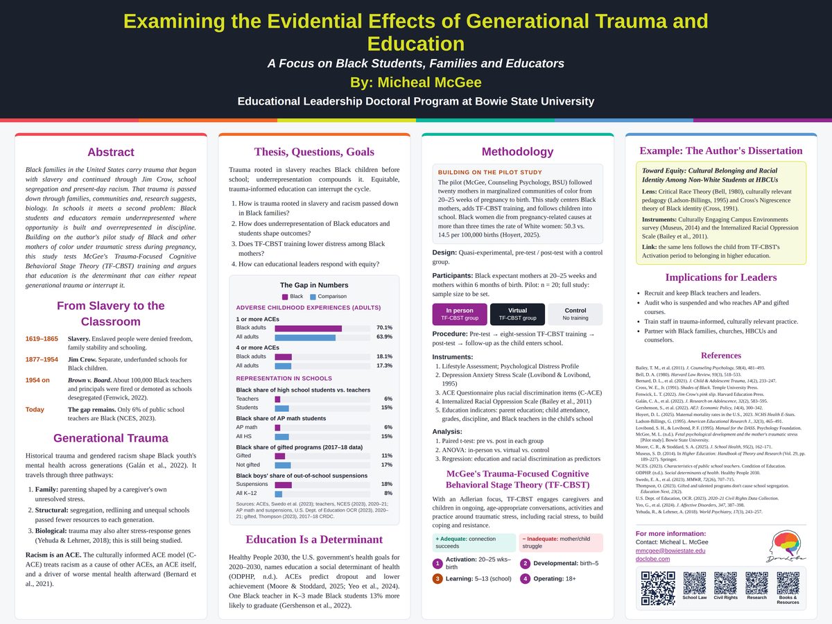 Thumbnail of the research poster Examining the Evidential Effects of Generational Trauma and Education